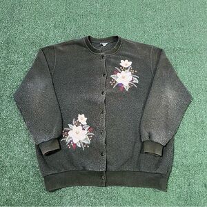 Bon Worth vintage fleece floral cardigan